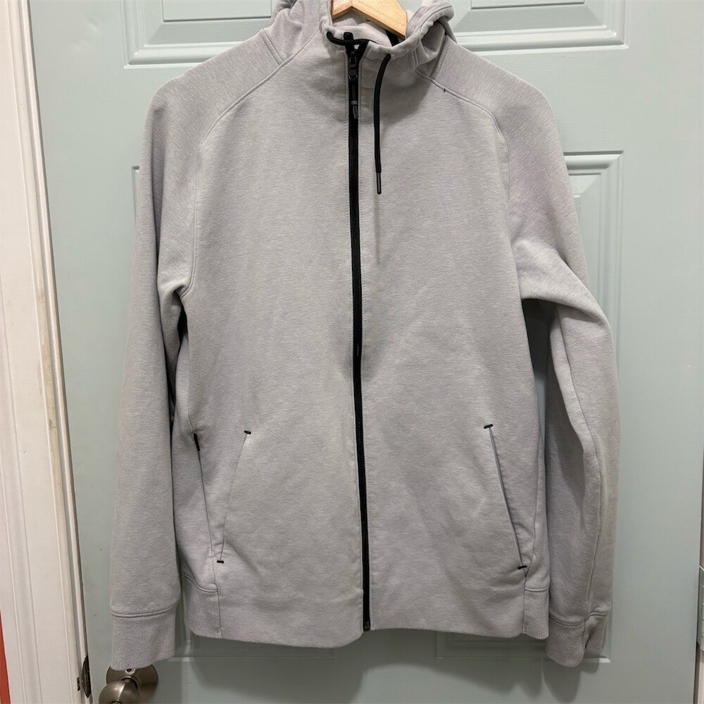 Old Navy Hoodie Mens Size L Light Gray Heather Full Zip Athletic Pockets